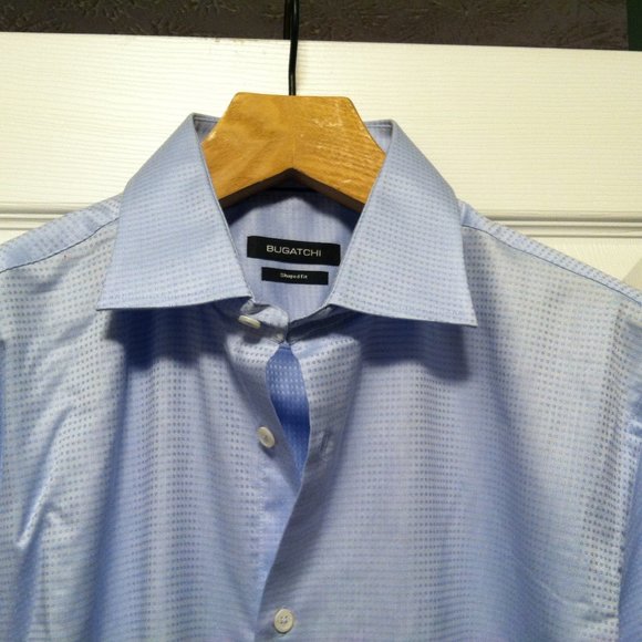 BUGATCHI MENS NEW BLUE COTTON CASUAL SHIRT SIZE: 16.5/34-35